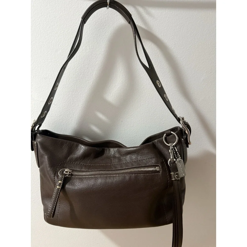 COACH Y2K Vintage East West Legacy Tassel Leather Brown Shoulder Bag Purse 1417